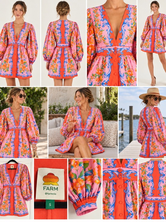 FARM Rio Dresses & Skirts - 🌸 FARM Rio Pink & Orange Floral Mini Dress — Size Small